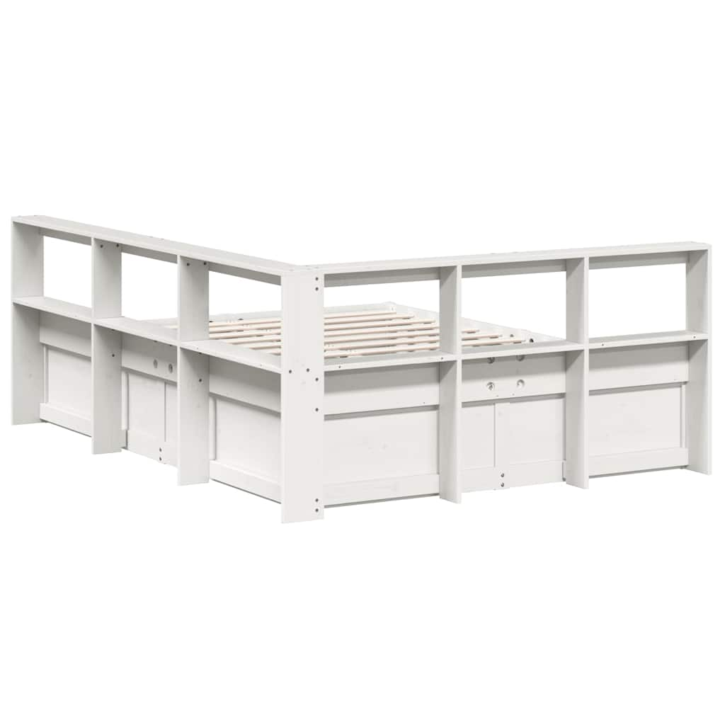 Letto Libreria senza Materasso Bianco 160x200 cm Legno di Pino