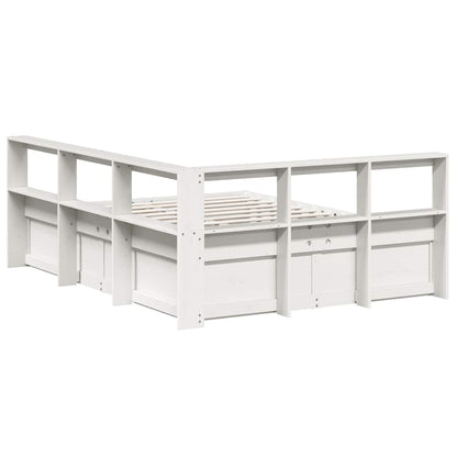 Letto Libreria senza Materasso Bianco 150x200 cm Legno di Pino