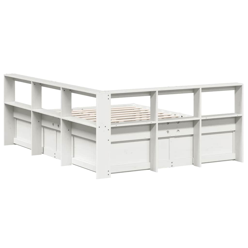 Letto Libreria senza Materasso Bianco 140x200 cm Legno di Pino