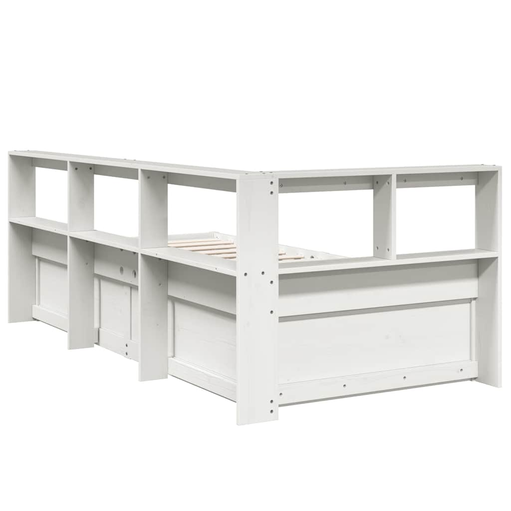 Letto Libreria senza Materasso Bianco 100x200 cm Legno di Pino