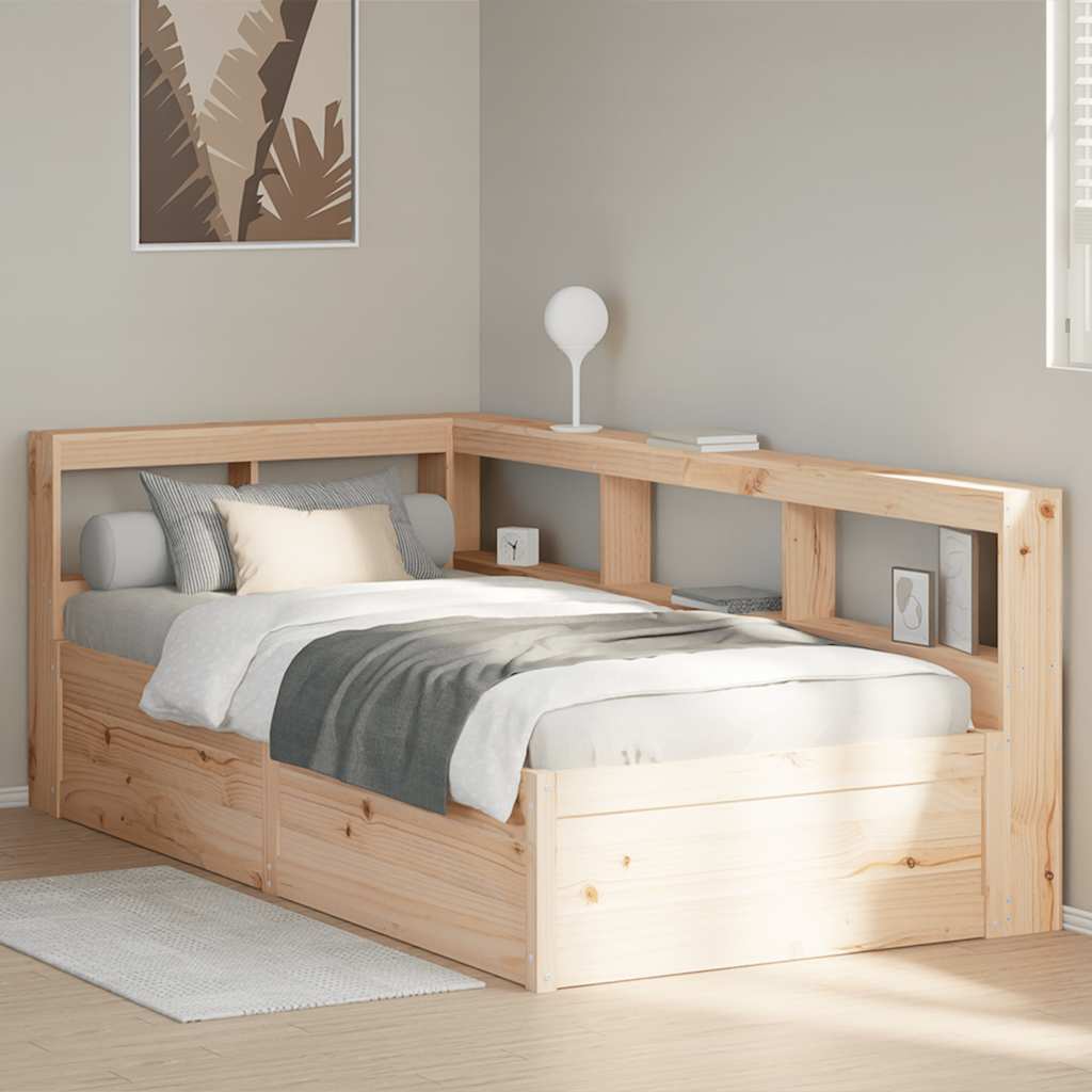 Letto Libreria senza Materasso 90x200 cm Legno Massello Pino