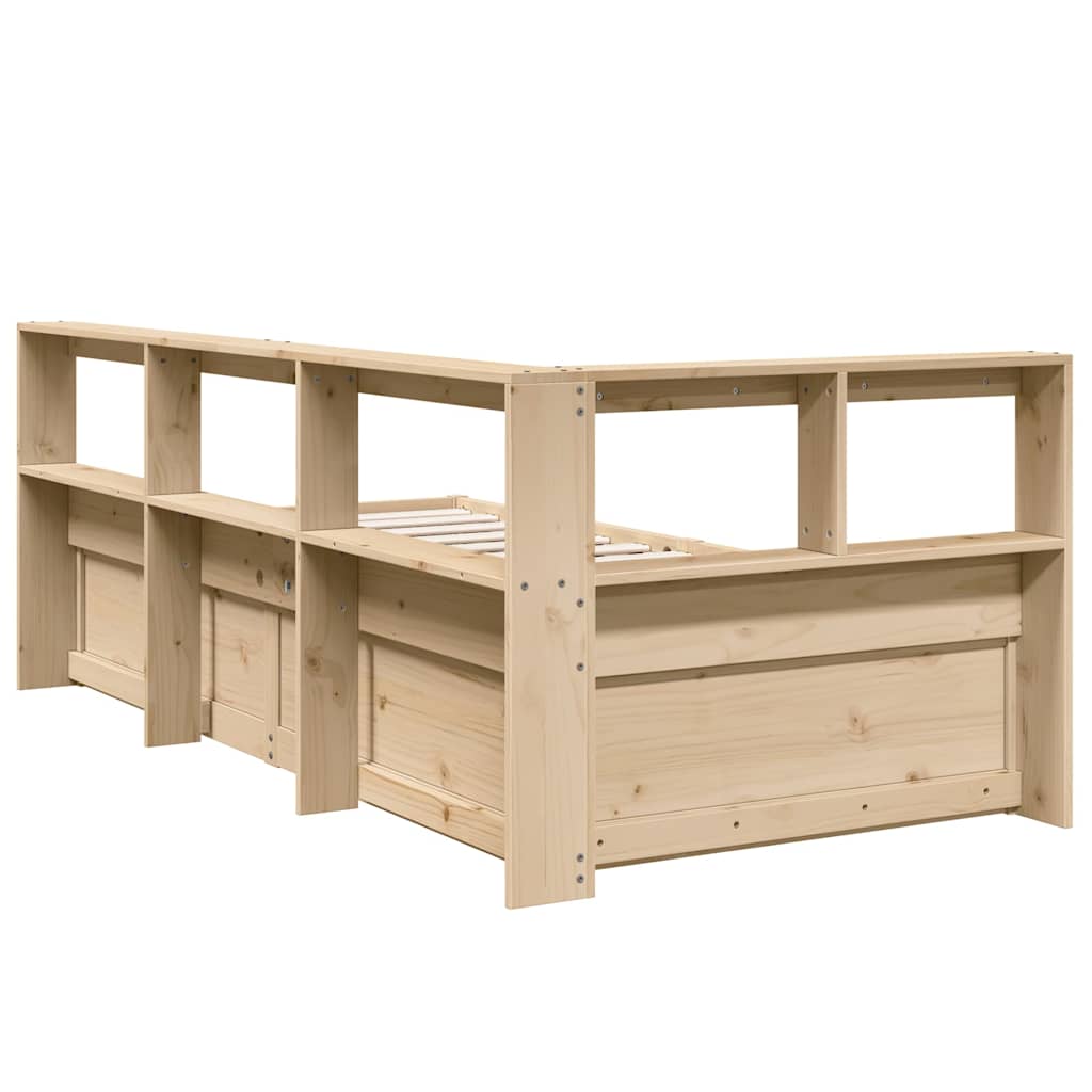 Letto Libreria senza Materasso 90x200 cm Legno Massello Pino