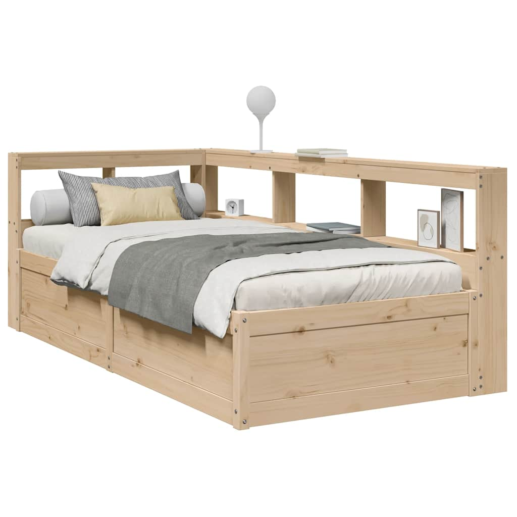 Letto Libreria senza Materasso 90x200 cm Legno Massello Pino