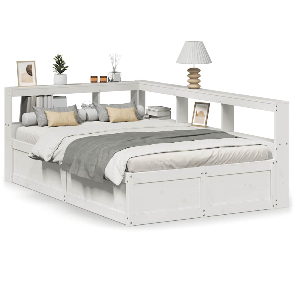 Letto Libreria senza Materasso Bianco 140x190 cm Legno di Pino