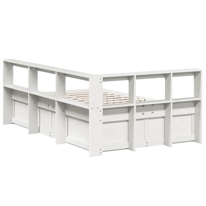 Letto Libreria senza Materasso Bianco 140x190 cm Legno di Pino