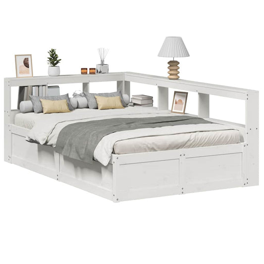 Letto Libreria senza Materasso Bianco 140x190 cm Legno di Pino