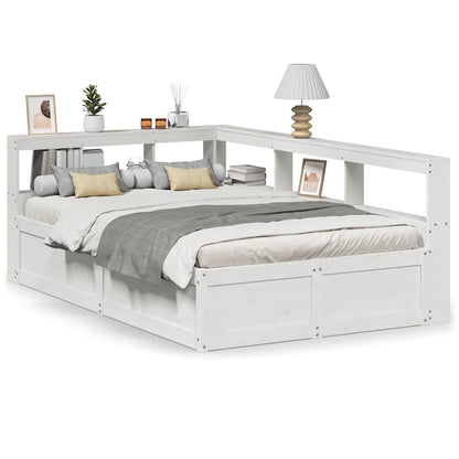 Letto Libreria senza Materasso Bianco 135x190 cm Legno di Pino