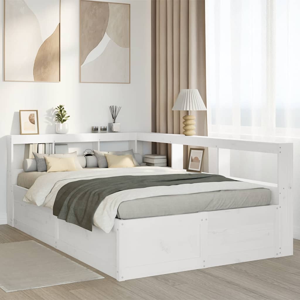 Letto Libreria senza Materasso Bianco 135x190 cm Legno di Pino