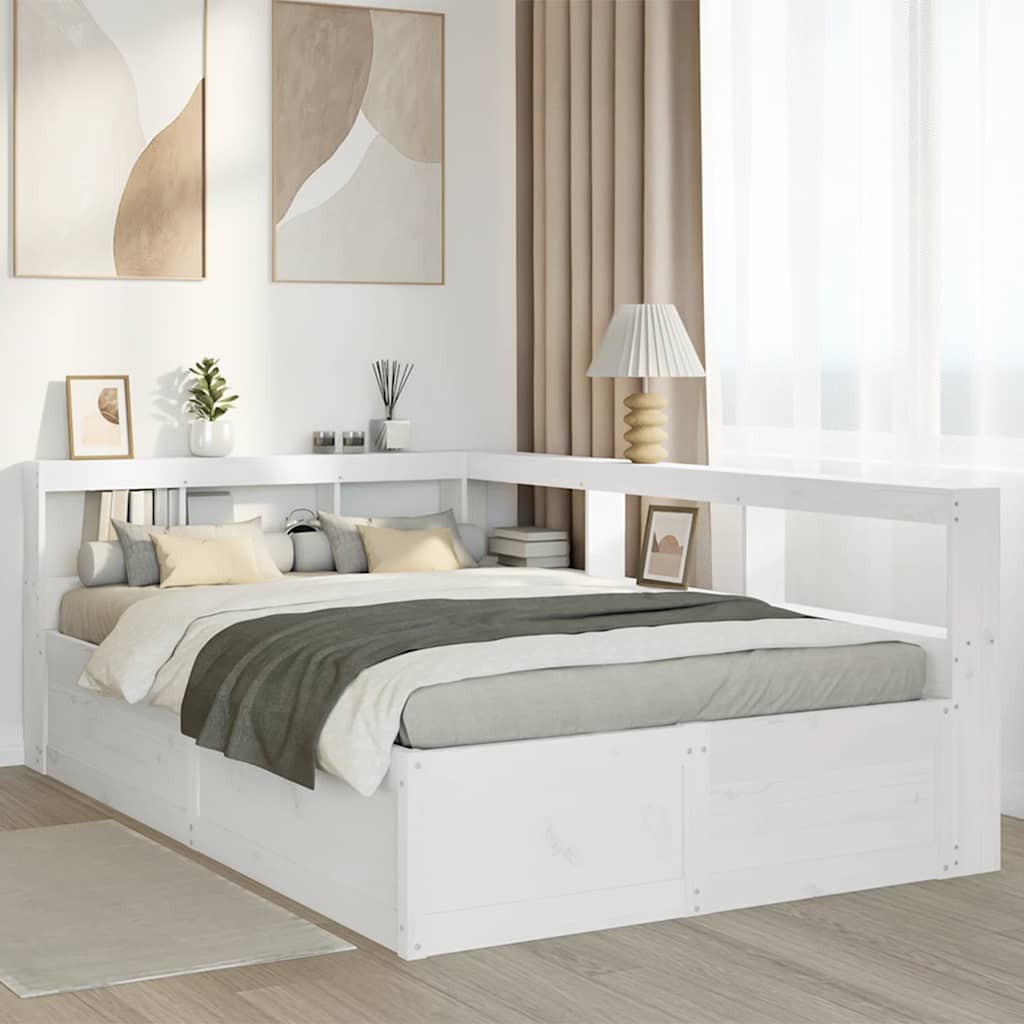 Letto Libreria senza Materasso Bianco 120x190 cm Legno di Pino