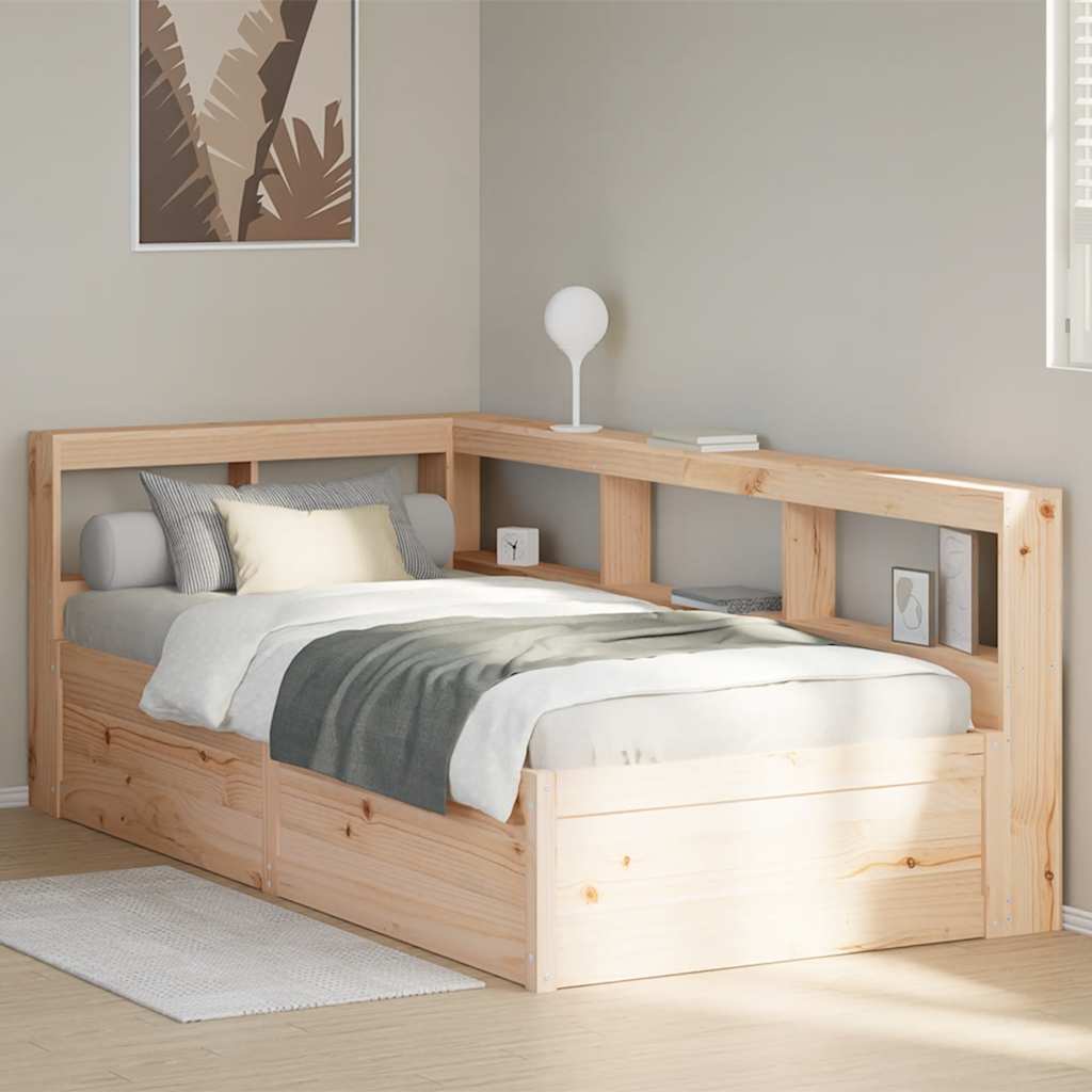 Letto Libreria senza Materasso 90x190 cm Legno Massello Pino