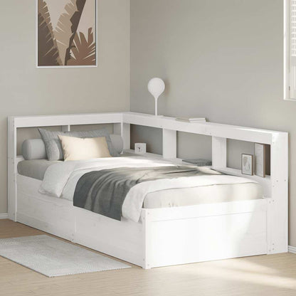 Letto Libreria senza Materasso Bianco 90x190 cm Massello Pino