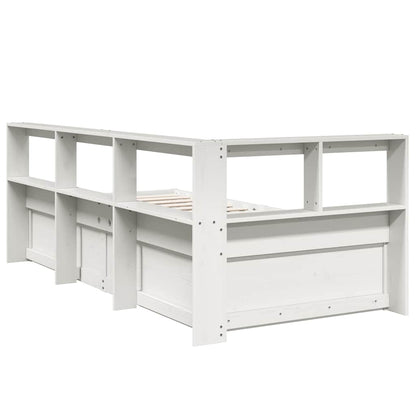 Letto Libreria senza Materasso Bianco 90x190 cm Massello Pino