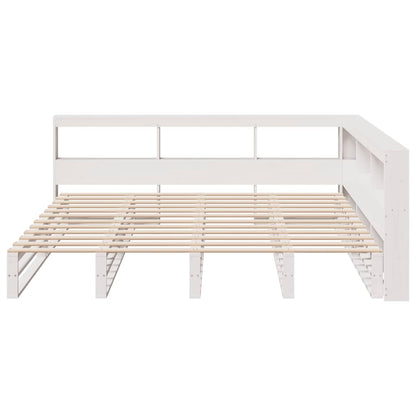 Letto Libreria senza Materasso Bianco 200x200 cm Legno di Pino