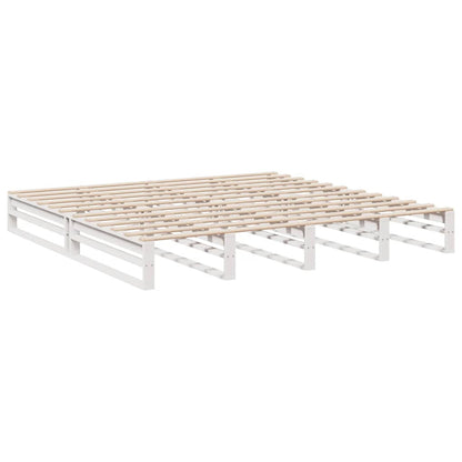 Letto Libreria senza Materasso Bianco 200x200 cm Legno di Pino