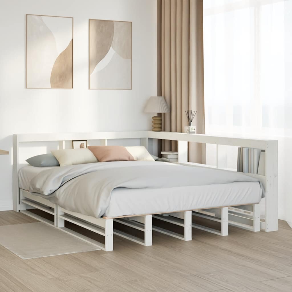 Letto Libreria senza Materasso Bianco 160x200 cm Legno di Pino