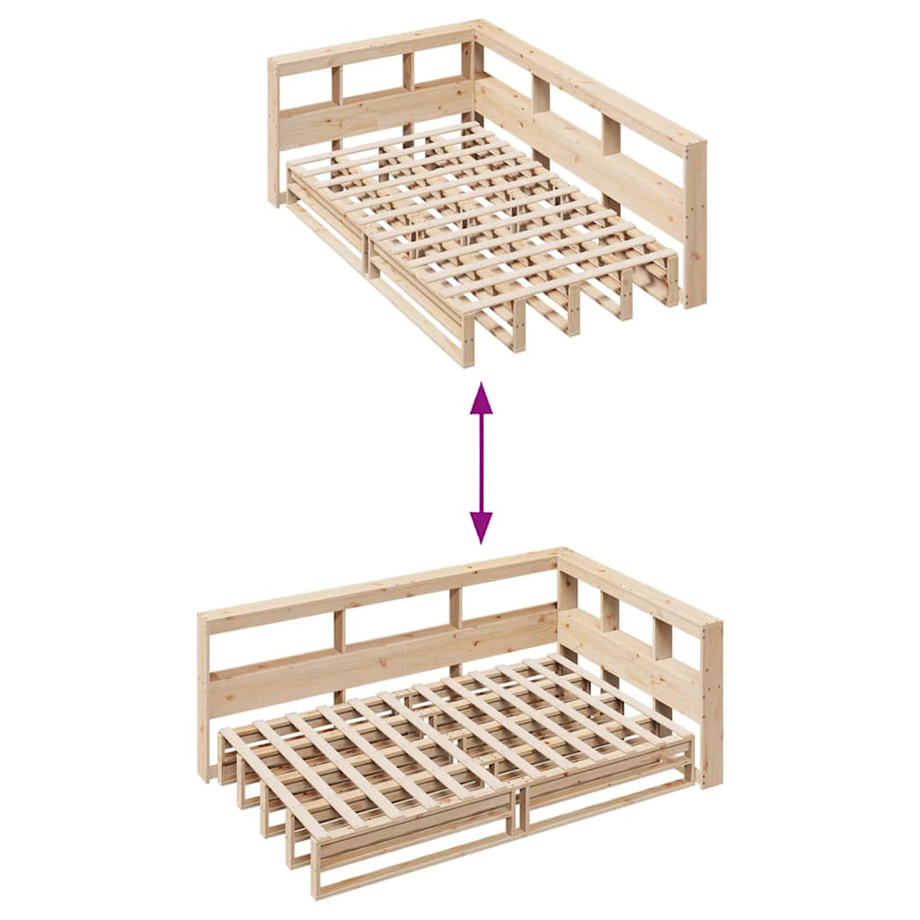 Letto Libreria senza Materasso 120x200cm Legno Massello di Pino