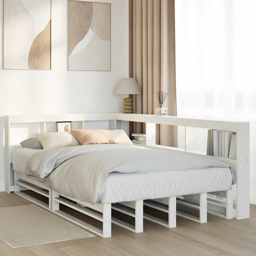 Letto Libreria senza Materasso Bianco 120x200 cm Legno di Pino