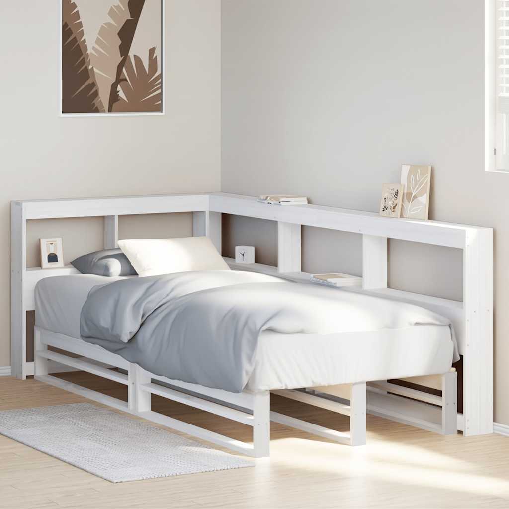 Letto Libreria senza Materasso Bianco 100x200 cm Legno di Pino