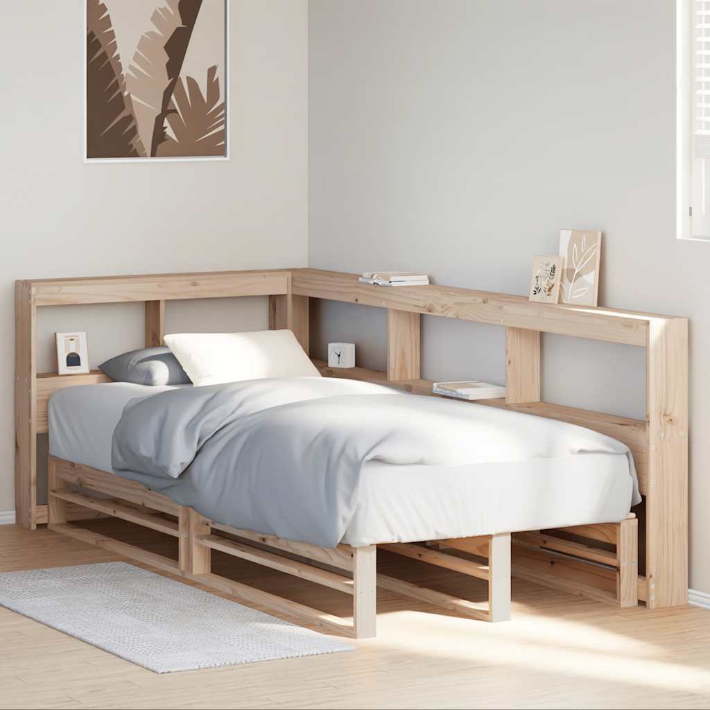 Letto Libreria senza Materasso 90x200 cm Legno Massello Pino