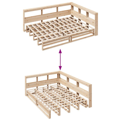 Letto Libreria senza Materasso 140x190 cm in Legno di Pino