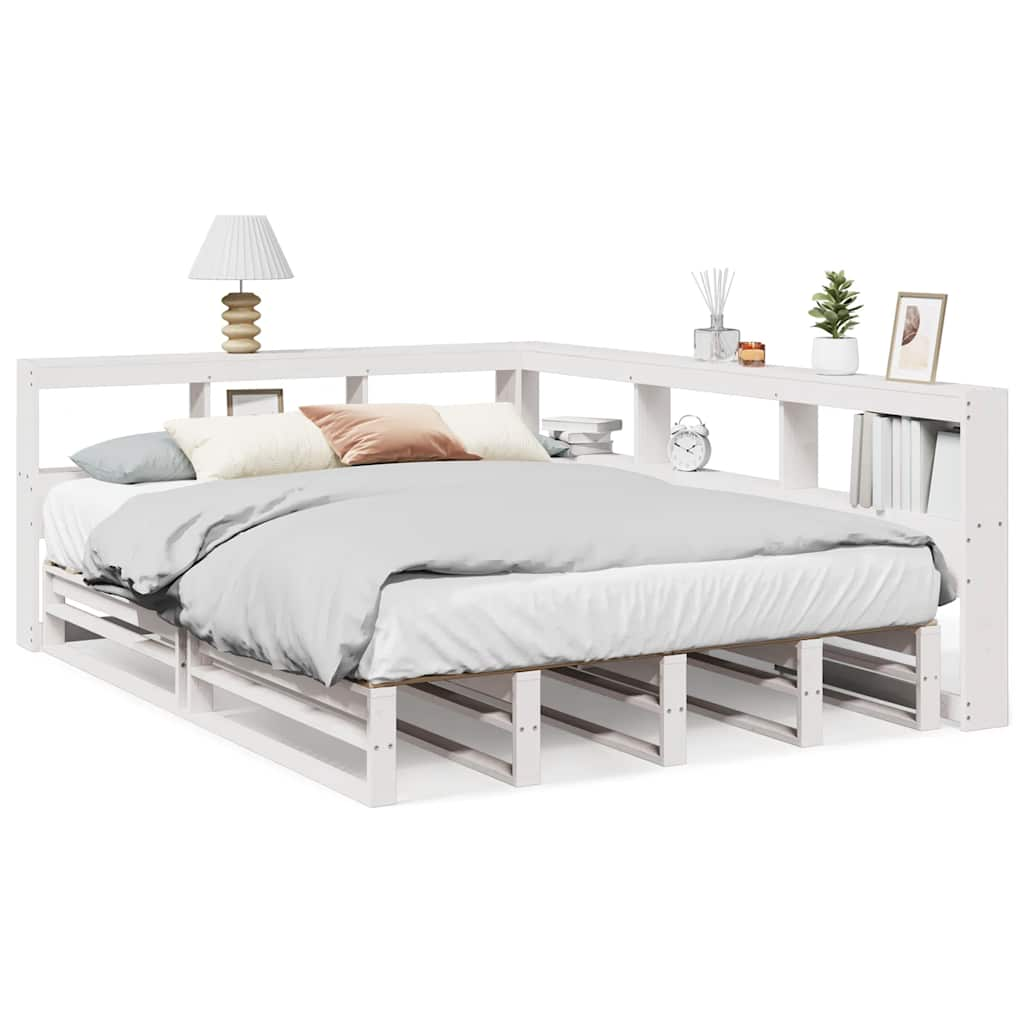 Letto Libreria senza Materasso Bianco 140x190 cm Legno di Pino