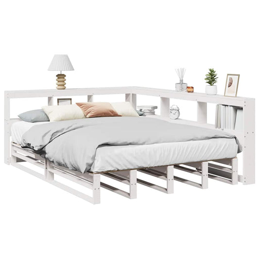 Letto Libreria senza Materasso Bianco 140x190 cm Legno di Pino