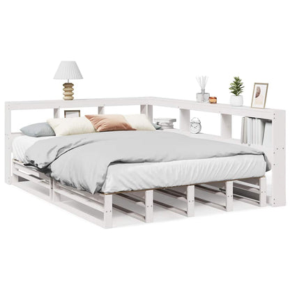 Letto Libreria senza Materasso Bianco 135x190 cm Legno di Pino