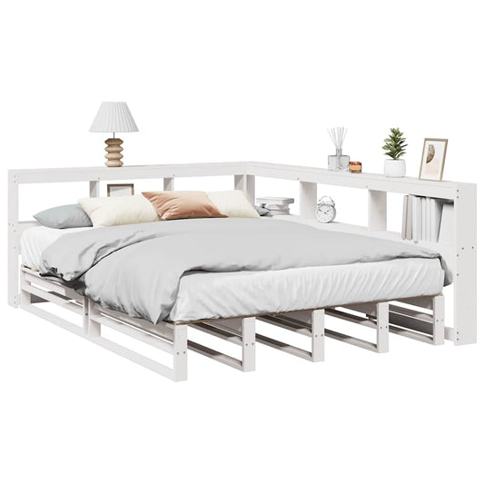 Letto Libreria senza Materasso Bianco 135x190 cm Legno di Pino