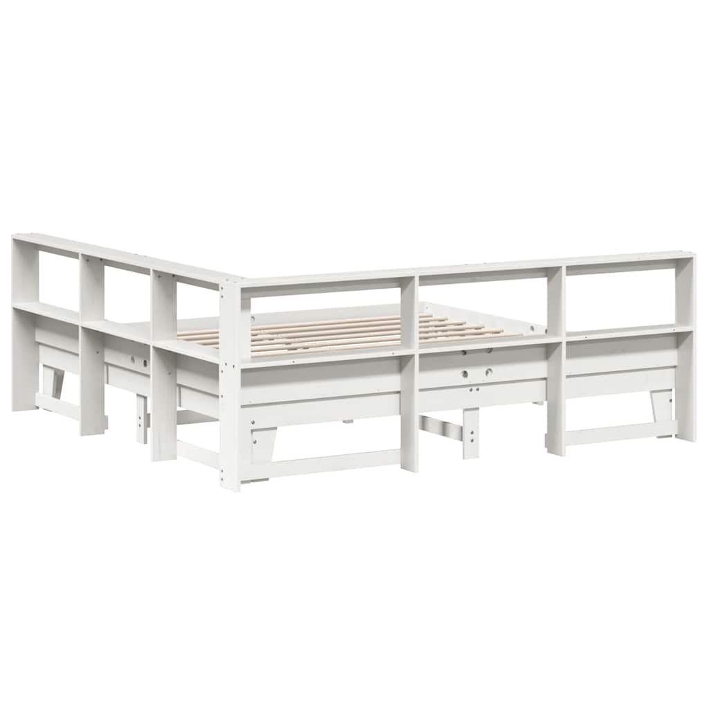 Letto Libreria senza Materasso Bianco 200x200 cm Legno di Pino