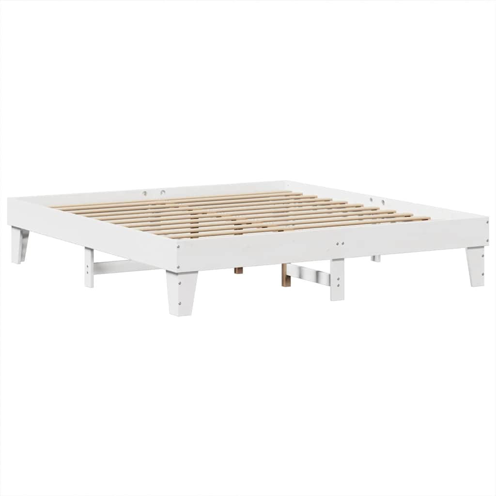 Letto Libreria senza Materasso Bianco 200x200 cm Legno di Pino