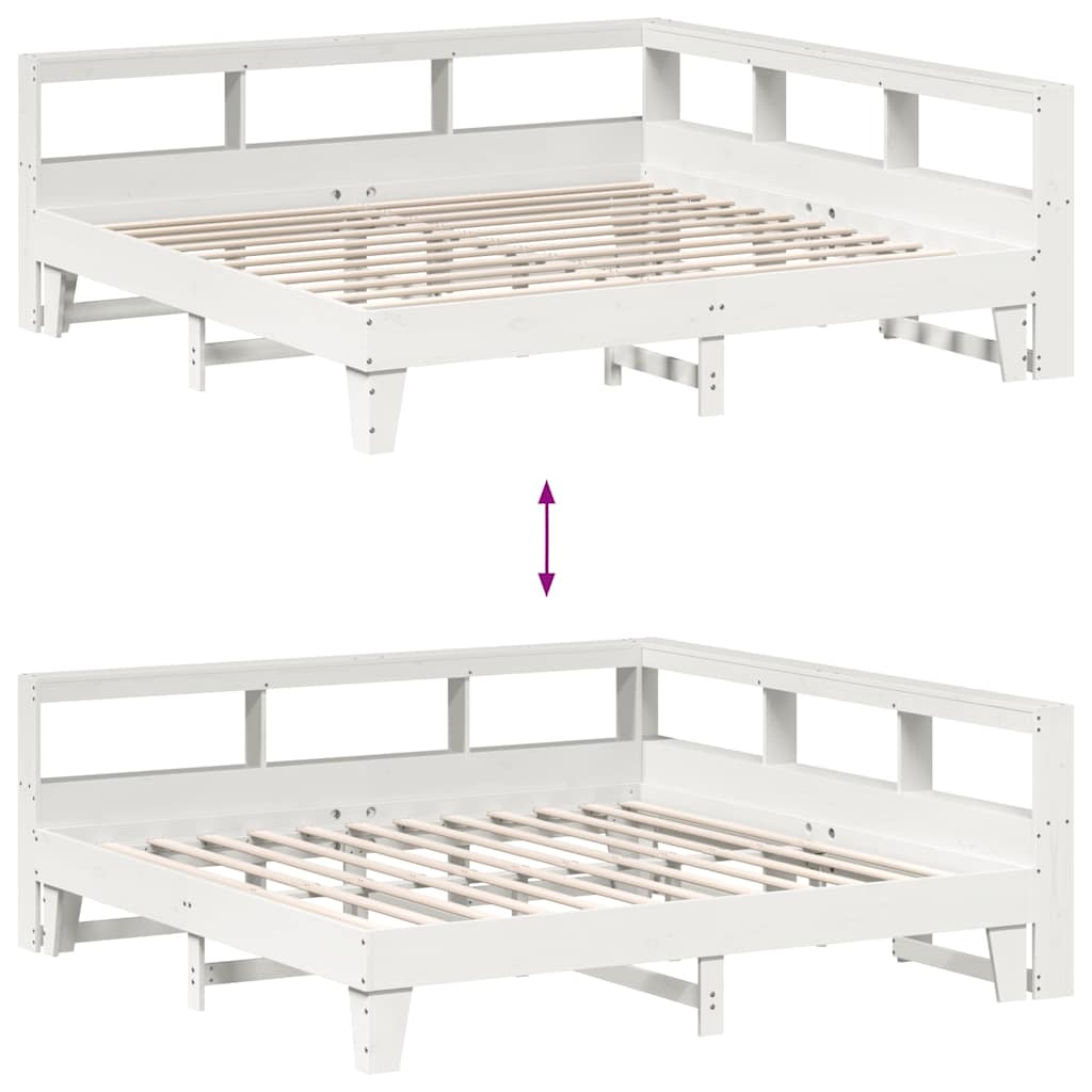 Letto Libreria senza Materasso Bianco 200x200 cm Legno di Pino