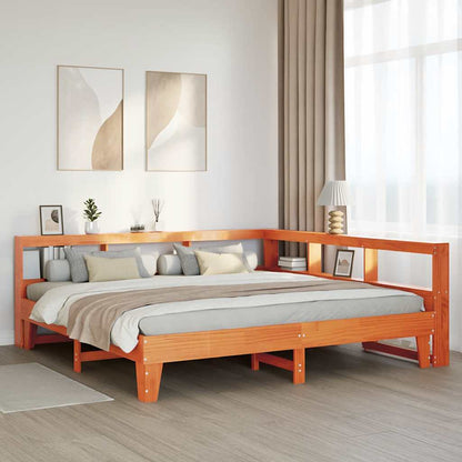 Letto Libreria senza Materasso Marrone Cera 180x200 cm in Pino