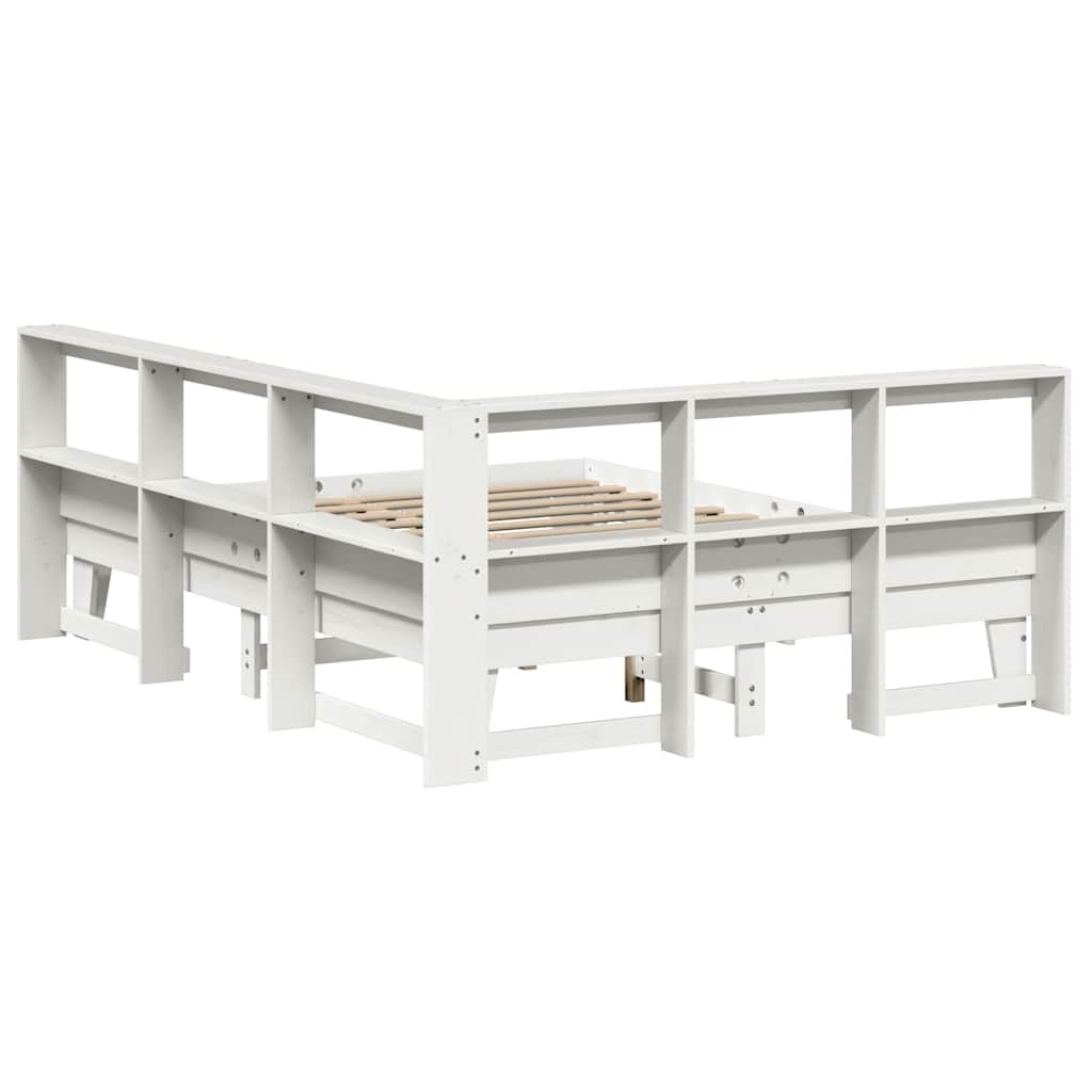 Letto Libreria senza Materasso Bianco 160x200 cm Legno di Pino