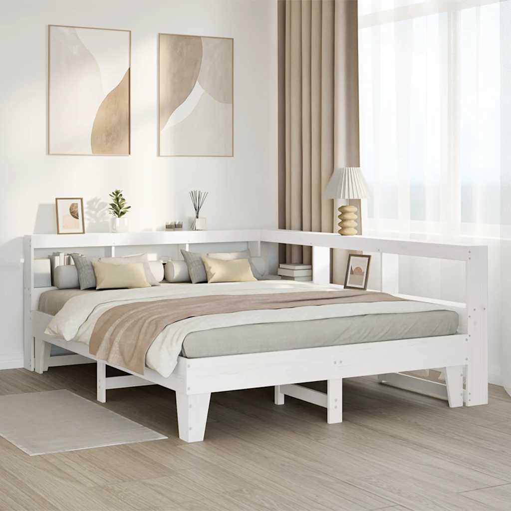 Letto Libreria senza Materasso Bianco 150x200 cm Legno di Pino