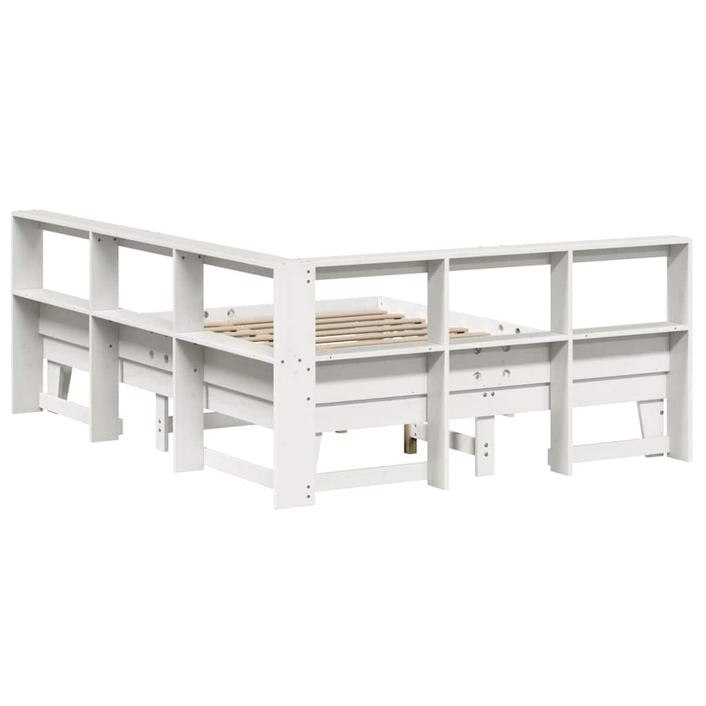 Letto Libreria senza Materasso Bianco 150x200 cm Legno di Pino