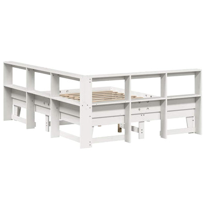 Letto Libreria senza Materasso Bianco 150x200 cm Legno di Pino