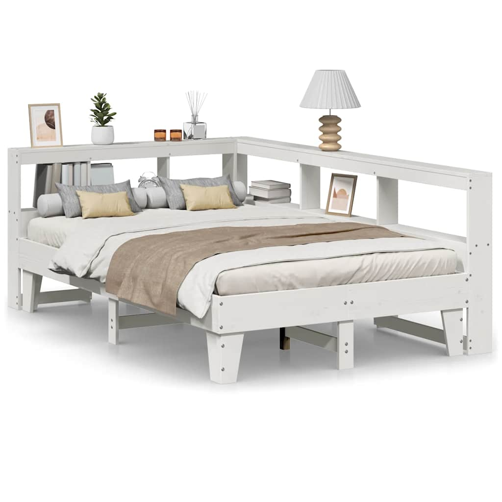 Letto Libreria senza Materasso Bianco 140x190 cm Legno di Pino