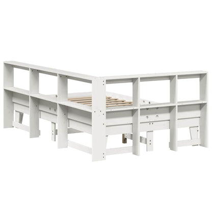 Letto Libreria senza Materasso Bianco 140x190 cm Legno di Pino