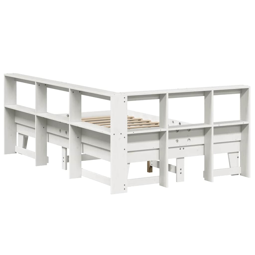 Letto Libreria senza Materasso Bianco 120x190 cm Legno di Pino