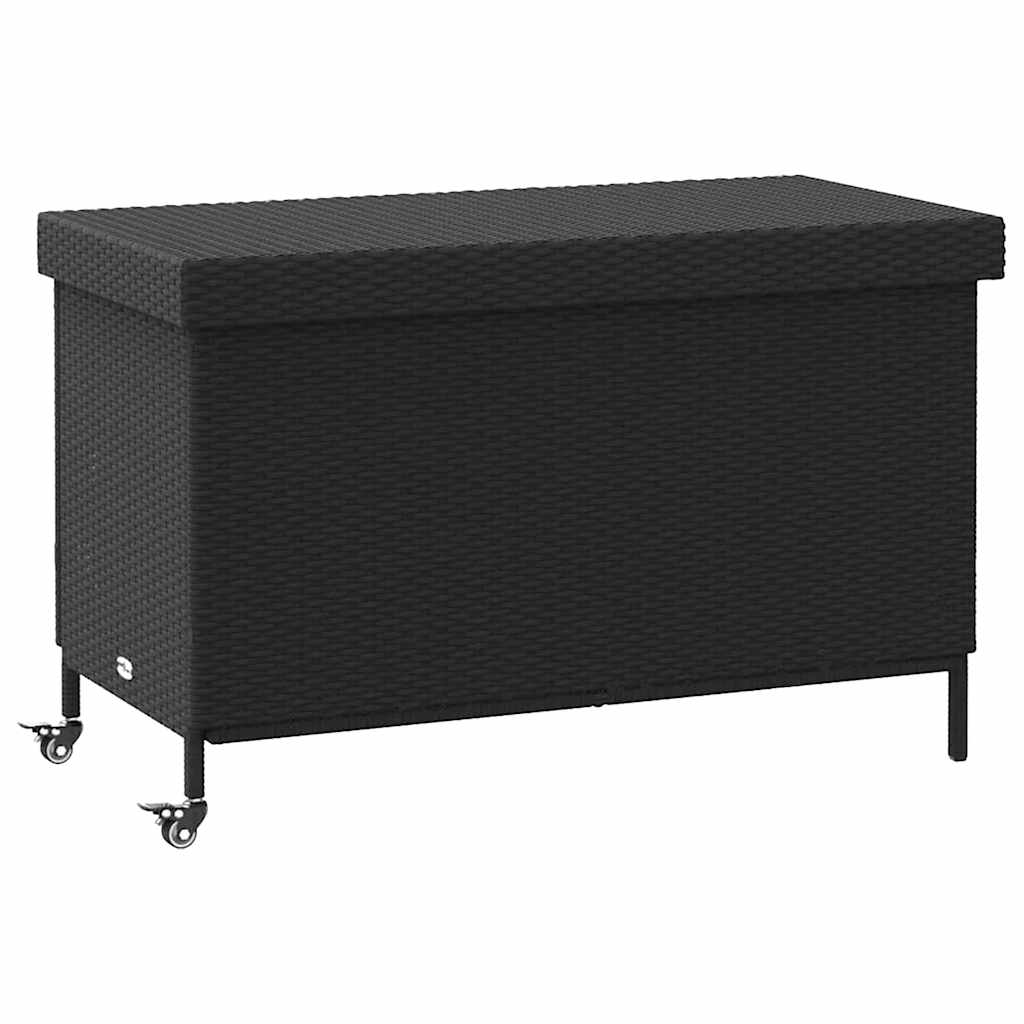 Contenitore da Giardino con Ruote Nero 110x55x73 cm Polyrattan - homemem39
