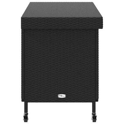Contenitore da Giardino con Ruote Nero 110x55x73 cm Polyrattan - homemem39