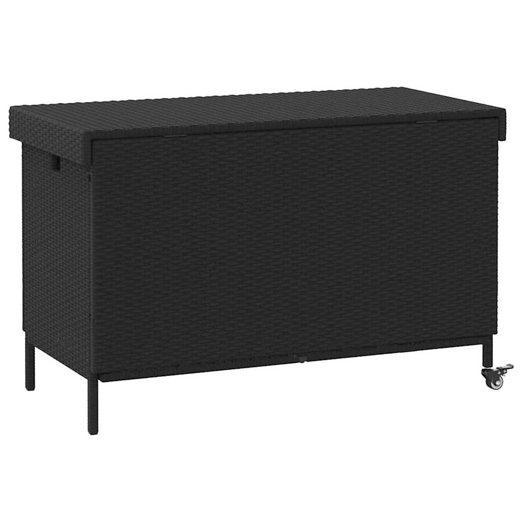 Contenitore da Giardino con Ruote Nero 110x55x73 cm Polyrattan - homemem39
