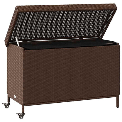 Contenitore da Giardino con Ruote Marrone Polyrattan - homemem39