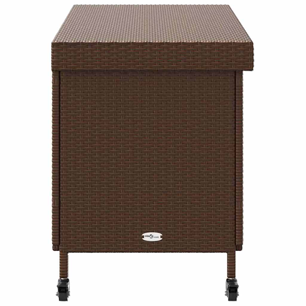 Contenitore da Giardino con Ruote Marrone Polyrattan - homemem39