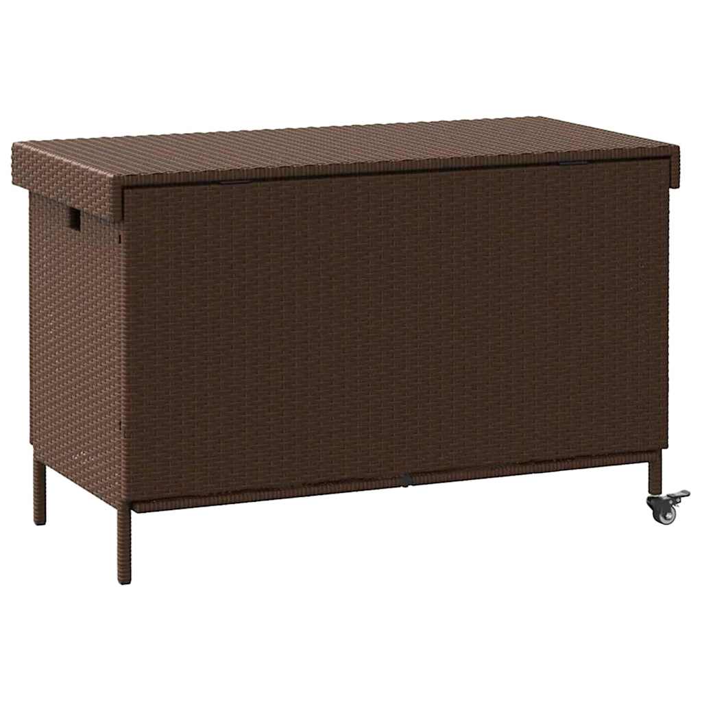 Contenitore da Giardino con Ruote Marrone Polyrattan - homemem39