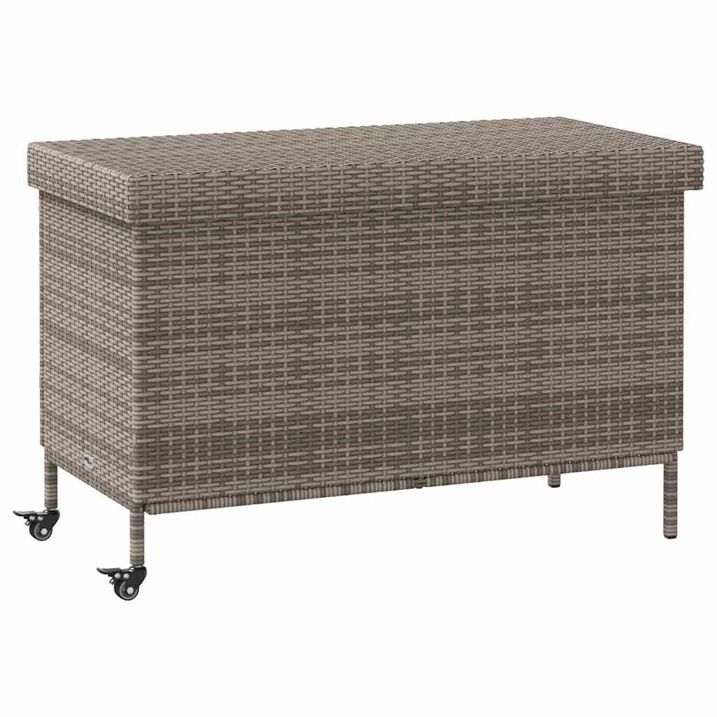 Contenitore da Giardino con Ruote Grigio 110x55x73cm Polyrattan - homemem39