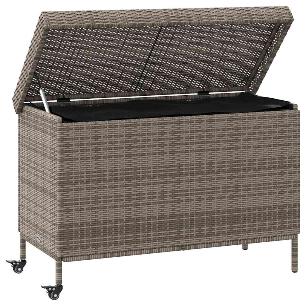 Contenitore da Giardino con Ruote Grigio 110x55x73cm Polyrattan - homemem39