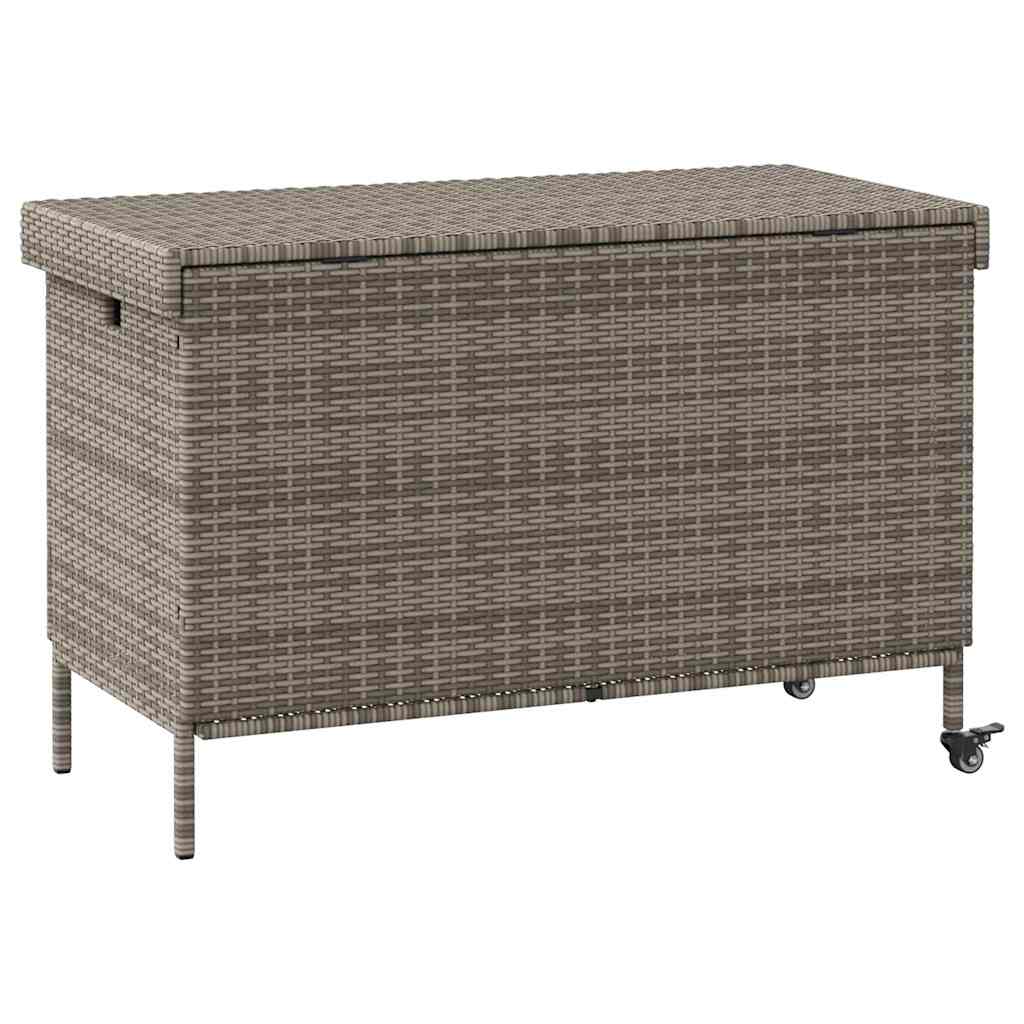 Contenitore da Giardino con Ruote Grigio 110x55x73cm Polyrattan - homemem39
