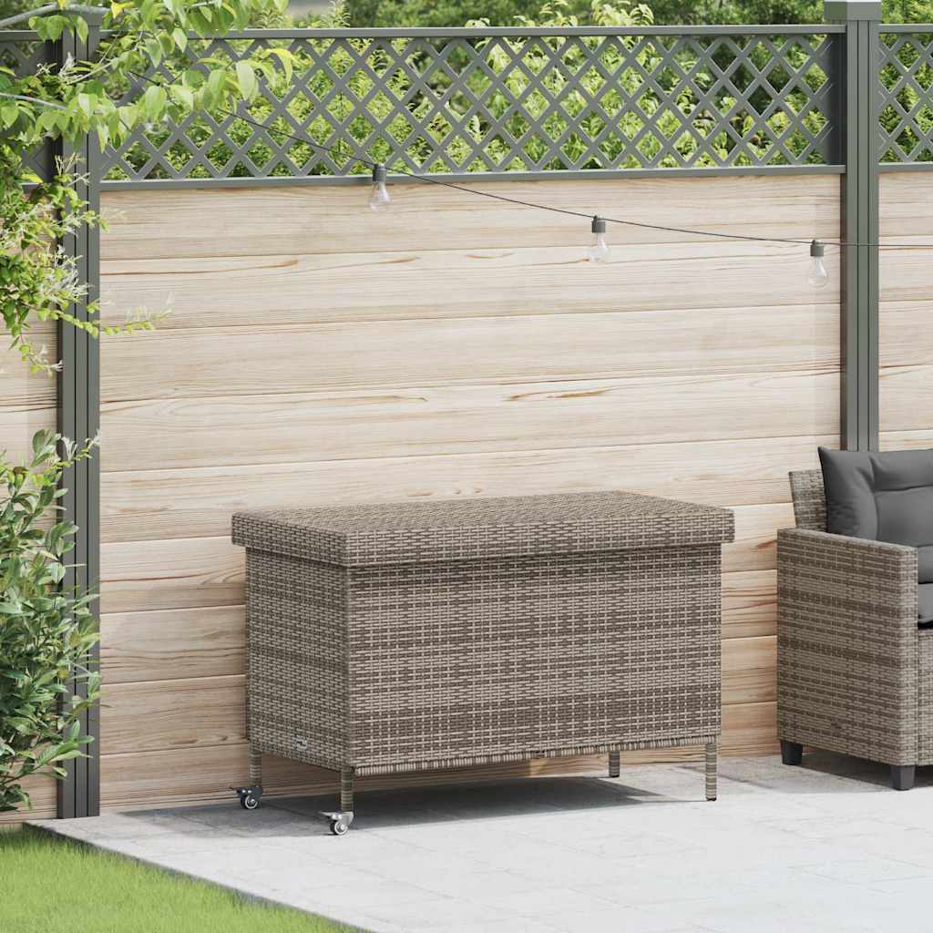 Contenitore da Giardino con Ruote Grigio 110x55x73cm Polyrattan - homemem39