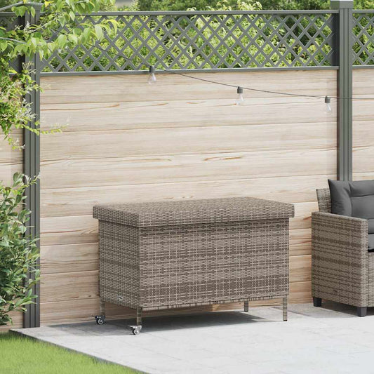Contenitore da Giardino con Ruote Grigio 110x55x73cm Polyrattan - homemem39